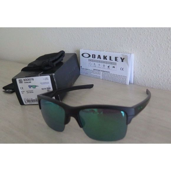 Oakley OO9316-09 Men's Thinlink Matte Black Frame Jade/Green Iridium Sunglasses - Picture 3 of 11